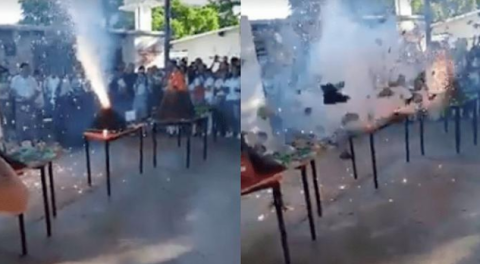 Maqueta explota a media presentación