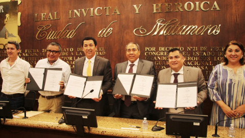 Firman subsecretario Horacio Duarte y alcalde Mario López convenio del programa “Jóvenes Construyendo el Futuro”