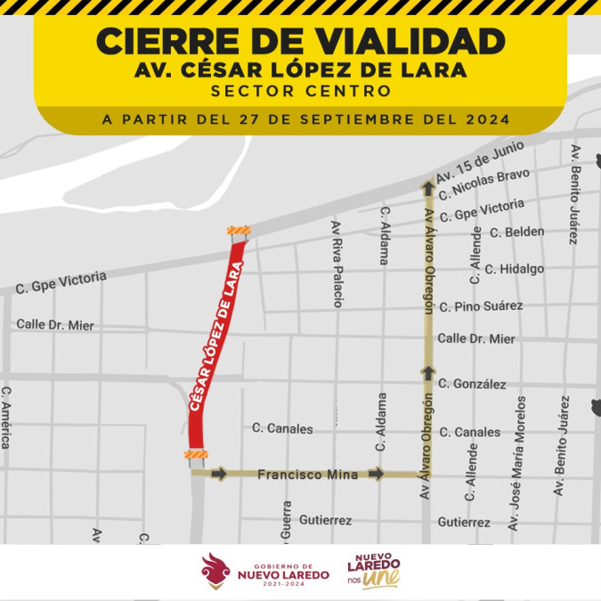 Cerrarán vialidades por trabajos de construcción del puente ferroviario 