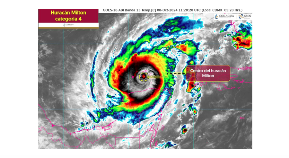 Huracán Milton deja estragos en Yucatán como categoría 4