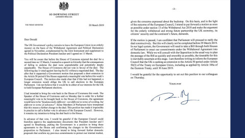 May pide a la Unión Europea una prórroga del Brexit hasta el 30 de junio