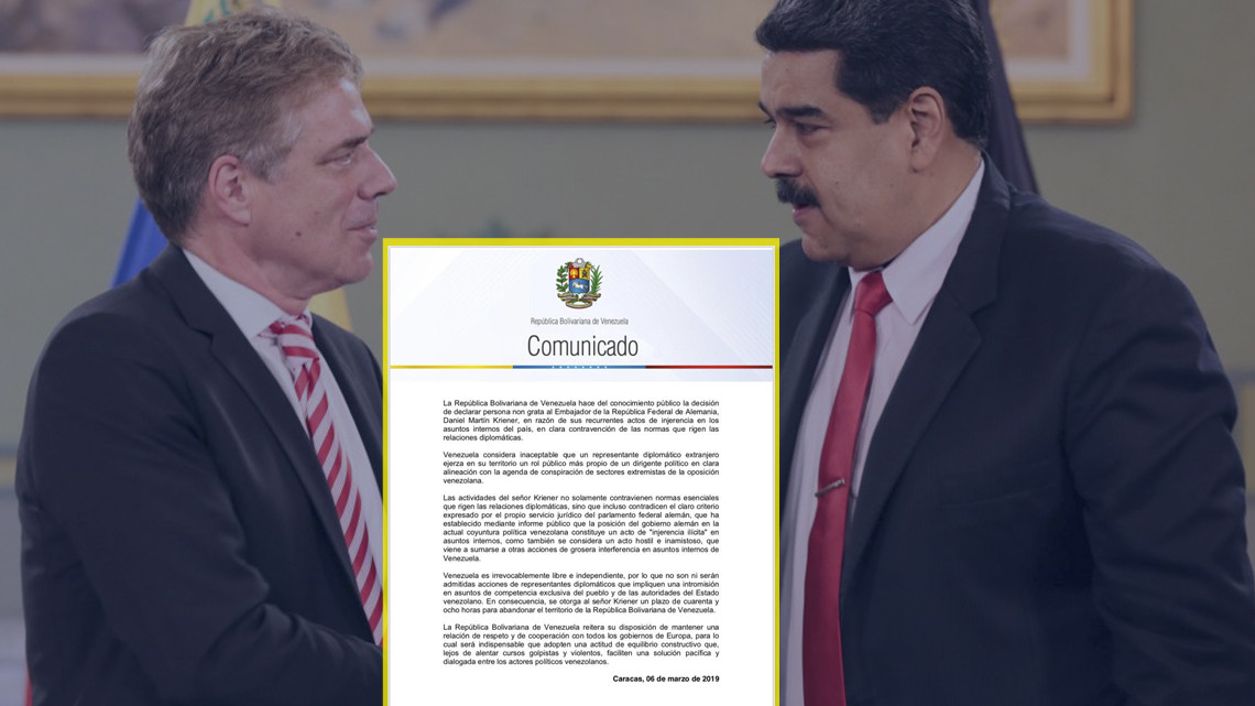 Venezuela expulsa a embajador de Alemania