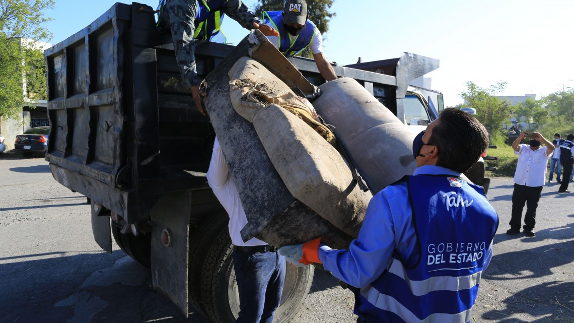 Jornada de limpieza del gobierno estatal y municipal en Ciudad Victoria