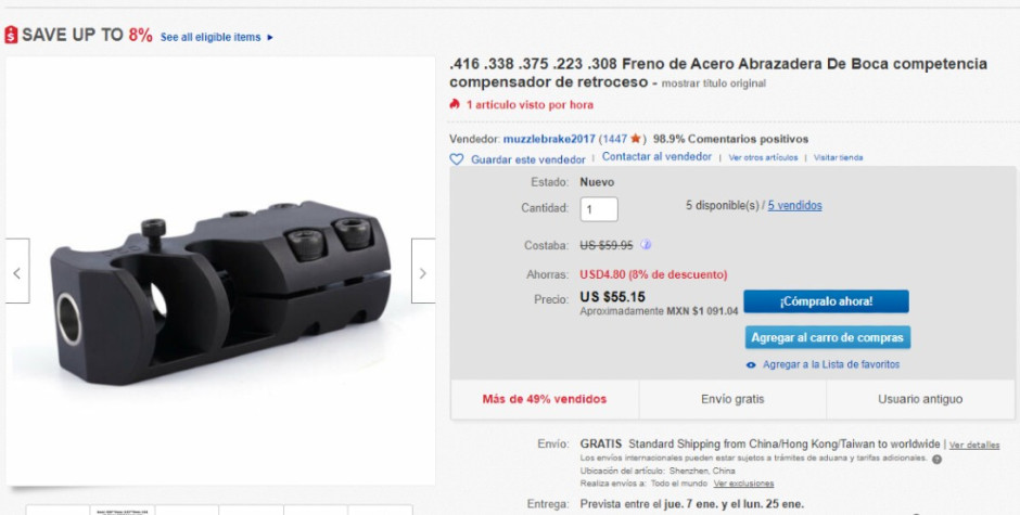 Grupo criminal de Jalisco adquirió armas de tipo militar a través de eBay